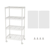 SINGAYE four-tier wire shelving unit in white for compact bathroom storage.