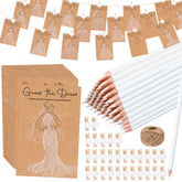 Sinload Guess the Dress cards spread for bridal shower, encouraging guest engagement and fun memories.