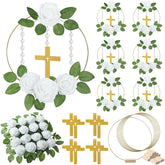 Sintuff baptism centerpiece ring in gold provides an elegant focal point for tables.