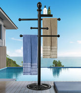 Sinyzope pool towel rack with 6 bars keeps towels tidy and dry by the pool.