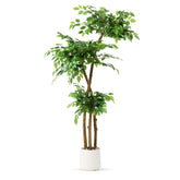 SIYEGIFT 5ft artificial ficus tree in white planter with pebbles for elegant home decor