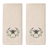 SKL Home bee-lavender embroidery on towels adds cheerful bath decor