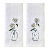 SKL Home daisies in vase embroidery hand towel front view adds cheerful bathroom decor.
