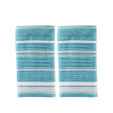 SKL Home Seabrook Stripe towel set in teal, plush and inviting for bath use.