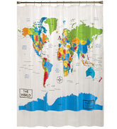 SKL Home World Map curtain close-up with map details for learning
