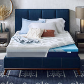 Sleep Innovations cooling dual-layer topper cover for cooler sleep surface.