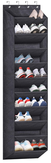 SLEEPING LAMB over-the-door organizer with large pockets keeps shoes neatly stored on narrow doors.