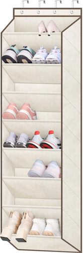 Sleeping Lamb over-the-door shoe organizer in beige keeps shoes organized and accessible