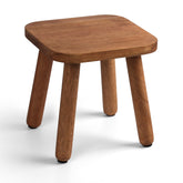 Slirike solid wood step stool in walnut offers sturdy reach for high shelves.