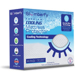 Slumberfy cooling mattress protector top view showing temperature regulation for cooler nights
