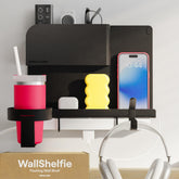 Smallish WallShelfie bedside shelf mounted on wall for a clutter-free nightstand.