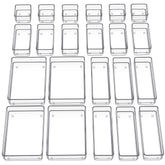 SMARTAKE 22-piece drawer organizer set in clear four sizes keeps cosmetics neatly accessible