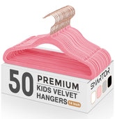 Smartor Kids Velvet Hangers 50 Pack for space-saving kid closet organization.