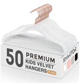 Smartor Kids velvet hangers with rose gold hook for organized closets and delicate fabrics.