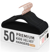Smartor Kids velvet hanger with rose gold hook for space-saving closet organization.