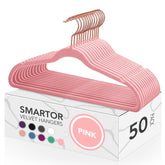 Smartor pink velvet hangersβ50 pack to keep clothes in place and save closet space