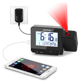 SMARTRO digital projection alarm clock front view with clear dual alarms for easy morning planning