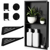 Smarvara stainless steel niche, matte black interior for organized shower storage.