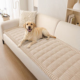 Smiry apricot dog couch cover on a sofa protects furniture from scratches and spills