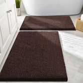 Smiry bathroom rugs 2pc set on floor showing plush softness and fast drying