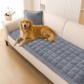 Smiry non-slip dog couch cover, fuzzy grey close-up, soft texture for pet comfort