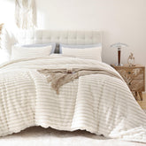 Smoofy fluffy cream comforter set with dual sides for versatile warmth and comfort