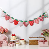 SmoothNovelty strawberry felt banner close-up showing textured strawberries for festive decor.