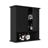 Smuxee black wall cabinet over toilet assembly showing compact storage for towels