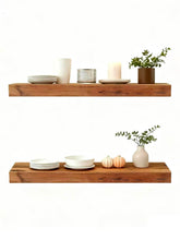 Sniffury solid wood floating shelf 23.6in front view highlights durable storage
