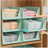 SNSLXH 5-pack stackable closet organizer box keeps clothes neat and accessible.
