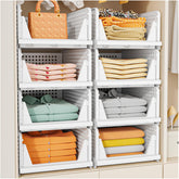SNSLXH 5-pack stackable closet basket top view for shelf organization