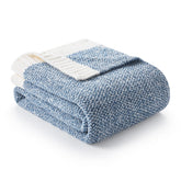 Snuggle Sac blue throw blanket knit closeup highlighting ultra-soft texture for lounging