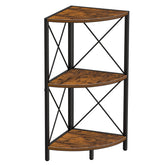 Snughome corner shelf with metal frame front view shows sturdy build and rustic charm for any room.