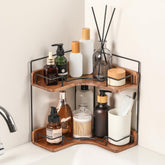 Snuvid 2-Tier corner shelf assembly demonstrates quick setup for organized vanity
