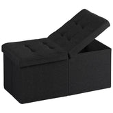 Snuvid 30-inch storage ottoman folded flat for quick, space-saving stowaway.
