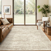 Soalmost 5x7 beige rug close-up texture for cozy feet and easy cleaning.