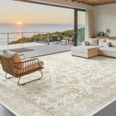 Soalmost 8x10 rug with washable surface enables easy cleanup after spills.
