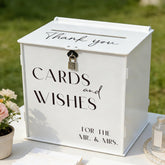 SOFARKKT white acrylic card box front view showing secure slot and lock