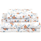 Softan Floral Queen Sheet Set orange flowers enhances spring dΓ©cor and comfort.