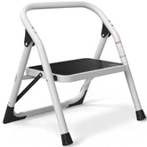 Soladder 1-Step Ladder folded for compact closet storage, ready to stow away.