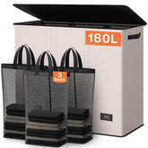 SOLEDI 180L laundry hamper front view showing spacious three-section capacity for sorting