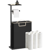 SOLEDI 30-inch toilet paper stand with top shelf for easy-access essentials.
