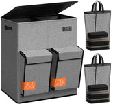 SOLEDI four-section laundry hamper with lid keeps clothes organized and out of sight.