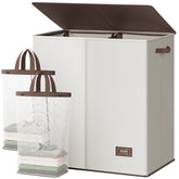SOLEDI large double laundry hamper with lid organizes lights and darks in separate compartments.