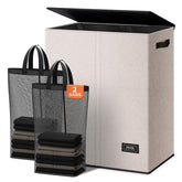 SOLEDI dual-section laundry hamper with lid for easy whites and darks sorting.