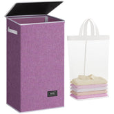 SOLEDI laundry hamper with lid in purple for discreet dirty laundry
