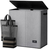 SOLEDI laundry hamper with lid keeps clothes neatly concealed in bedrooms and dorms.