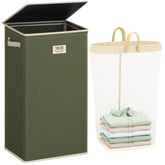 SOLEDI laundry hamper with lid hides dirty clothes for a tidier room.