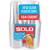 SOLO clear RPET 18oz cups stacked for quick outdoor setup.