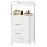 Somdot nightstand with three drawers and wood top for organized bedside storage